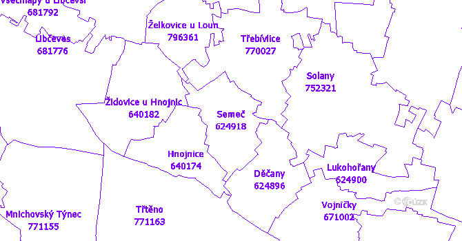 Katastrální mapa Semeč