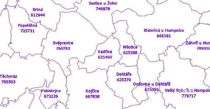 Katastrální mapa Vadčice - přehledová mapa katastrálního území