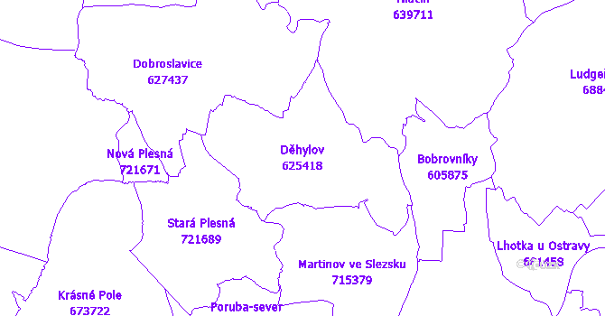 Katastrální mapa Děhylov - přehledová mapa katastrálního území