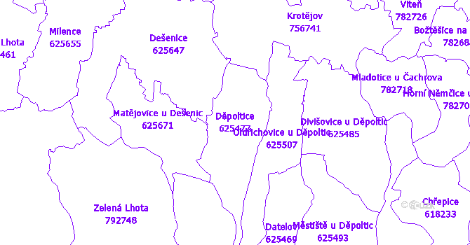 Katastrální mapa Děpoltice