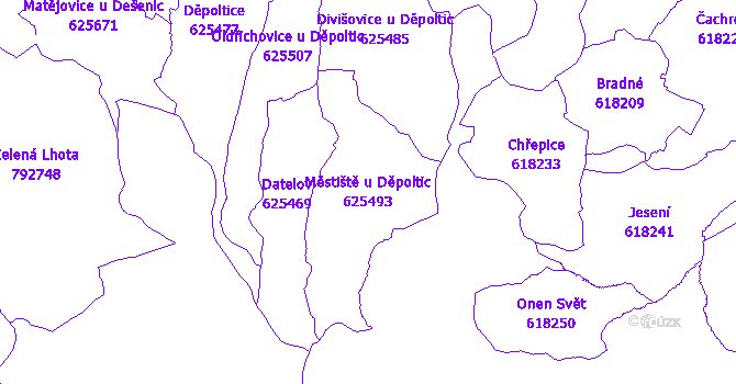 Katastrální mapa Městiště u Děpoltic - přehledová mapa katastrálního území