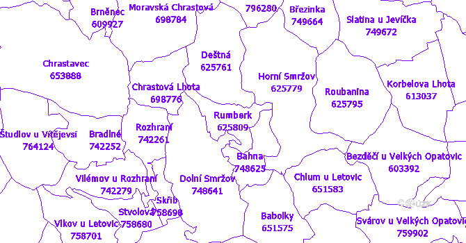 Katastrální mapa Rumberk