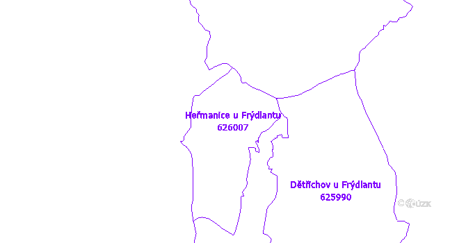 Katastrální mapa Heřmanice u Frýdlantu - přehledová mapa katastrálního území