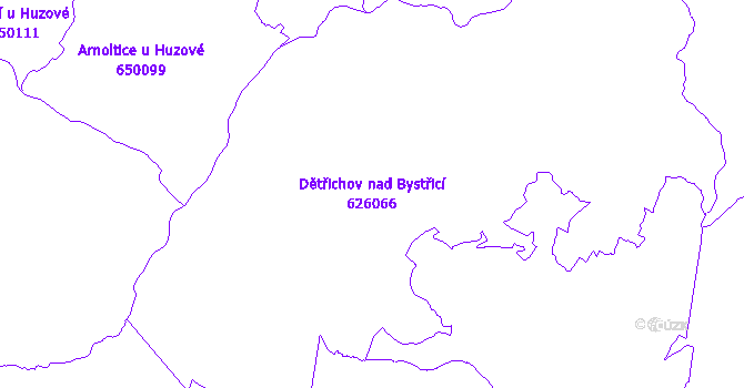 Katastrální mapa Dětřichov nad Bystřicí - přehledová mapa katastrálního území