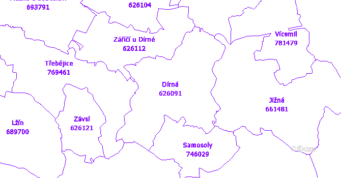 Katastrální mapa Dírná