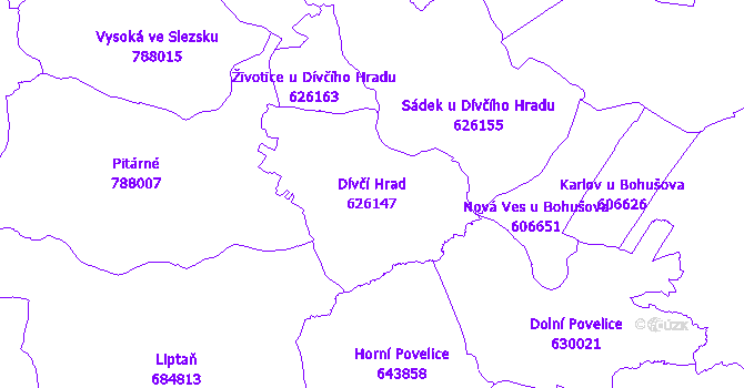 Katastrální mapa Dívčí Hrad