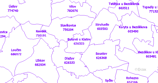 Katastrální mapa Buková u Klatov - přehledová mapa katastrálního území