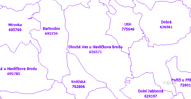 Katastrální mapa Dlouhá Ves u Havlíčkova Brodu