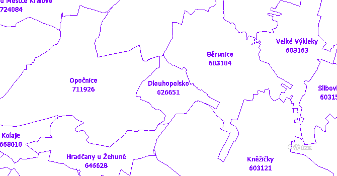 Katastrální mapa Dlouhopolsko - přehledová mapa katastrálního území