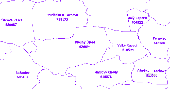 Katastrální mapa Dlouhý Újezd - přehledová mapa katastrálního území