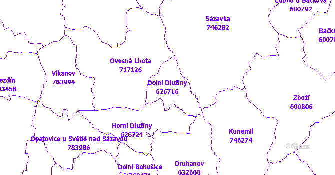 Katastrální mapa Dolní Dlužiny - přehledová mapa katastrálního území