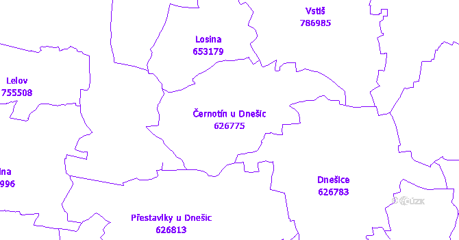 Katastrální mapa Černotín u Dnešic - přehledová mapa katastrálního území