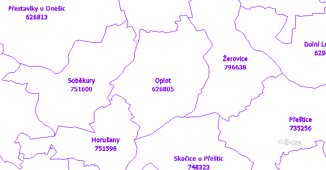 Katastrální mapa Oplot - přehledová mapa katastrálního území