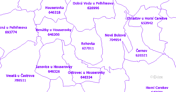 Katastrální mapa Rohovka - přehledová mapa katastrálního území