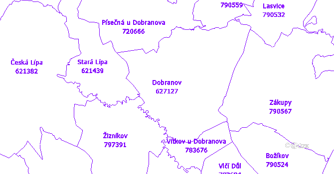 Katastrální mapa Dobranov