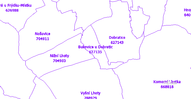 Katastrální mapa Bukovice u Dobratic - přehledová mapa katastrálního území