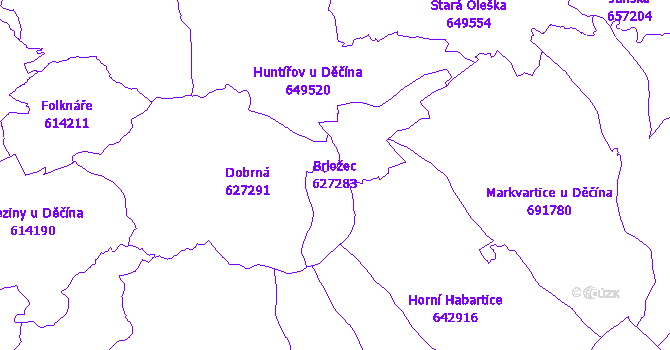 Katastrální mapa Brložec - přehledová mapa katastrálního území