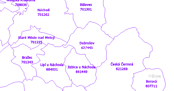 Katastrální mapa Dobrošov - přehledová mapa katastrálního území