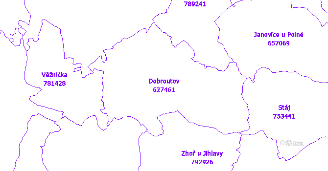 Katastrální mapa Dobroutov - přehledová mapa katastrálního území