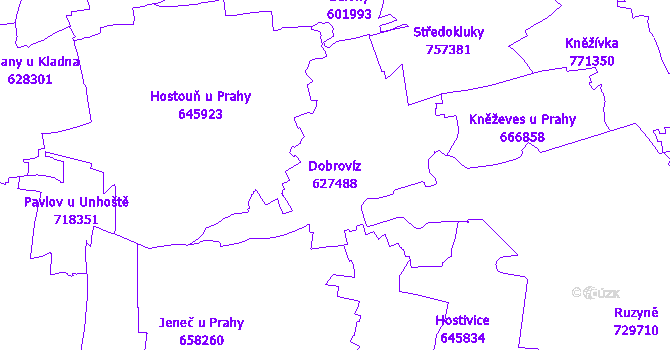 Katastrální mapa Dobrovíz - přehledová mapa katastrálního území