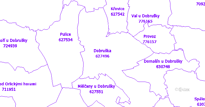 Katastrální mapa Dobruška - přehledová mapa katastrálního území