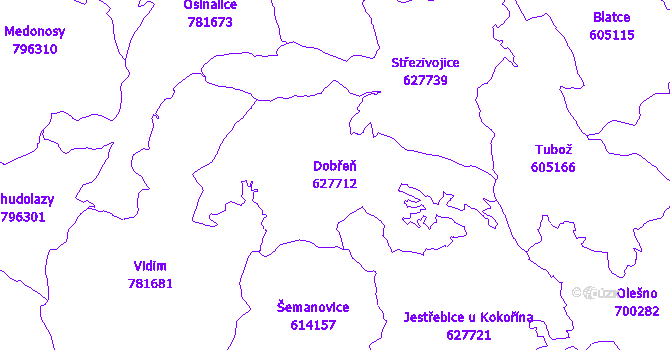 Katastrální mapa Dobřeň