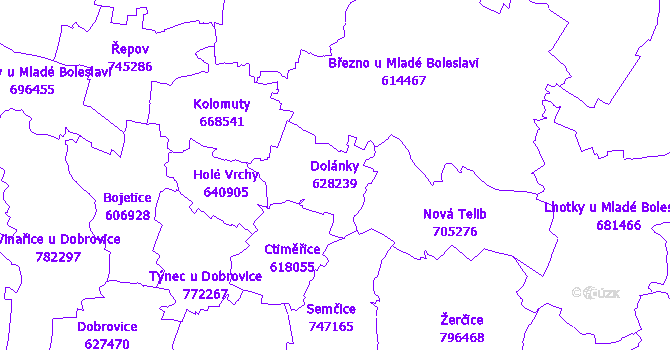 Katastrální mapa Dolánky - přehledová mapa katastrálního území