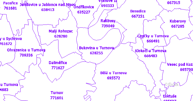 Katastrální mapa Bukovina u Turnova