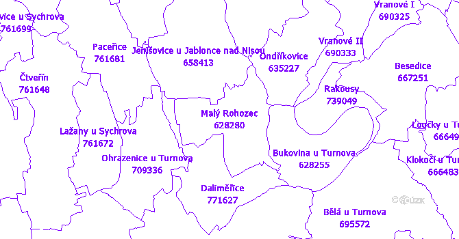Katastrální mapa Malý Rohozec - přehledová mapa katastrálního území