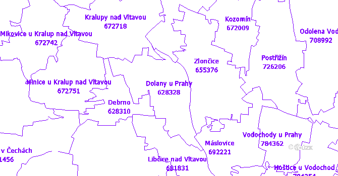 Katastrální mapa Dolany u Prahy - přehledová mapa katastrálního území