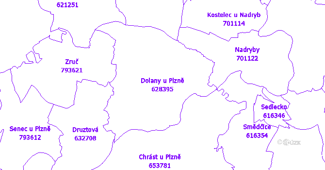 Katastrální mapa Dolany u Plzně