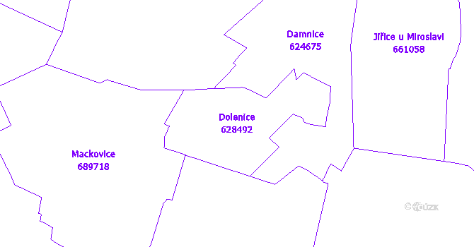 Katastrální mapa Dolenice - přehledová mapa katastrálního území