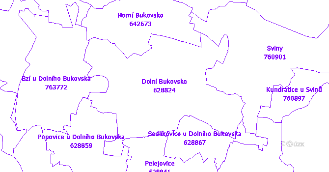 Katastrální mapa Dolní Bukovsko - přehledová mapa katastrálního území