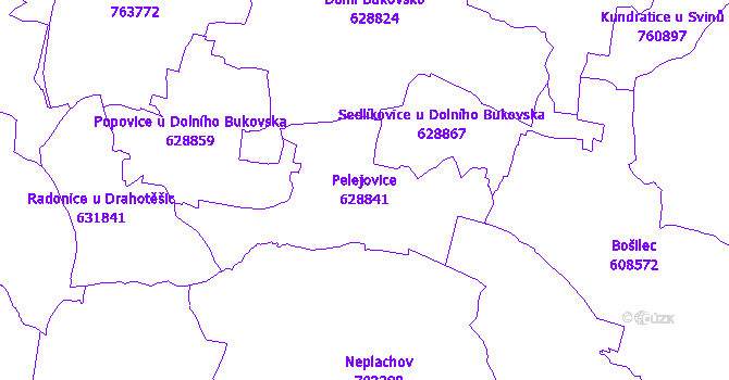 Katastrální mapa Pelejovice - přehledová mapa katastrálního území