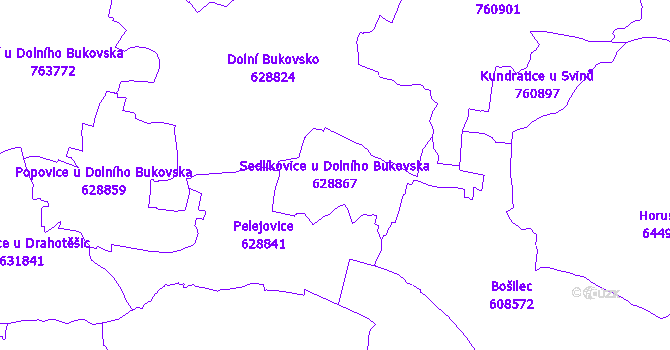 Katastrální mapa Sedlíkovice u Dolního Bukovska - přehledová mapa katastrálního území