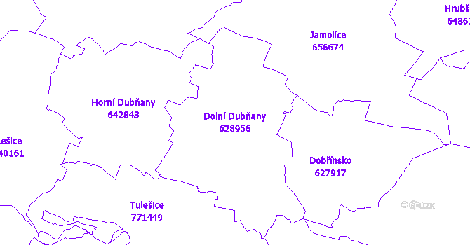 Katastrální mapa Dolní Dubňany - přehledová mapa katastrálního území