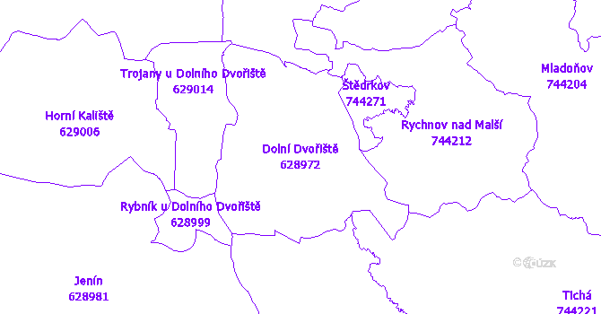 Katastrální mapa Dolní Dvořiště - přehledová mapa katastrálního území