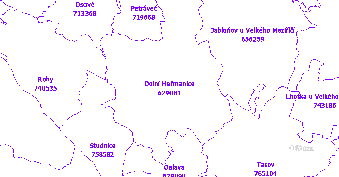 Katastrální mapa Dolní Heřmanice - přehledová mapa katastrálního území