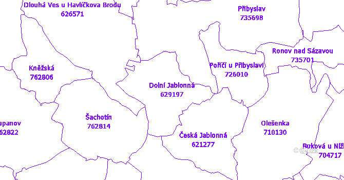 Katastrální mapa Dolní Jablonná