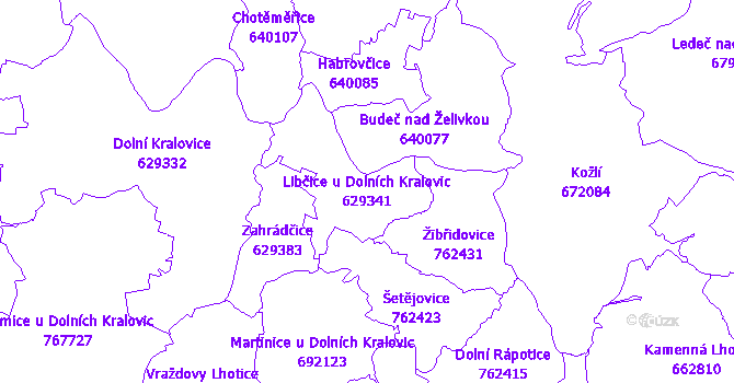 Katastrální mapa Libčice u Dolních Kralovic - přehledová mapa katastrálního území