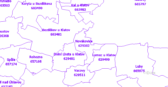 Katastrální mapa Novákovice