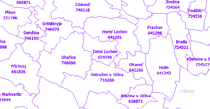 Katastrální mapa Dolní Lochov - přehledová mapa katastrálního území