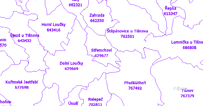 Katastrální mapa Střemchoví