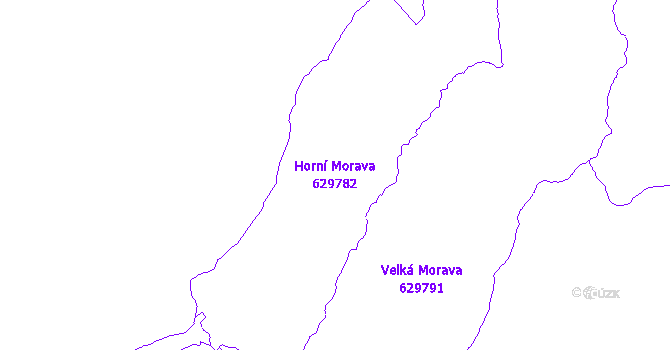 Katastrální mapa Horní Morava - přehledová mapa katastrálního území