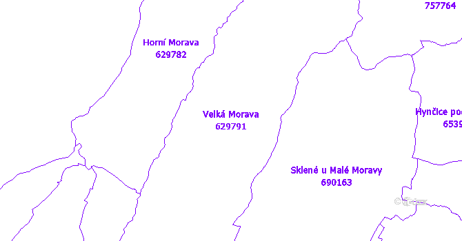 Katastrální mapa Velká Morava - přehledová mapa katastrálního území