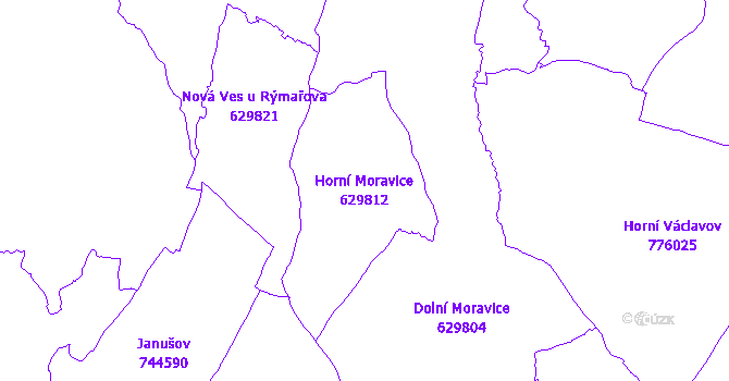 Katastrální mapa Horní Moravice - přehledová mapa katastrálního území