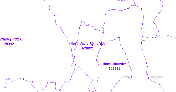 Katastrální mapa Nová Ves u Rýmařova - přehledová mapa katastrálního území