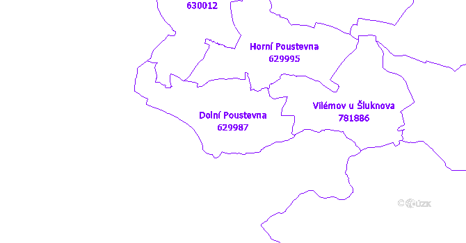 Katastrální mapa Dolní Poustevna - přehledová mapa katastrálního území