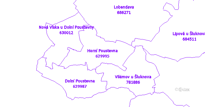 Katastrální mapa Horní Poustevna - přehledová mapa katastrálního území