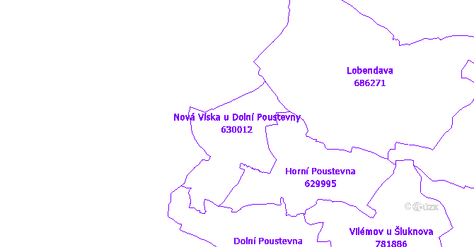 Katastrální mapa Nová Víska u Dolní Poustevny - přehledová mapa katastrálního území